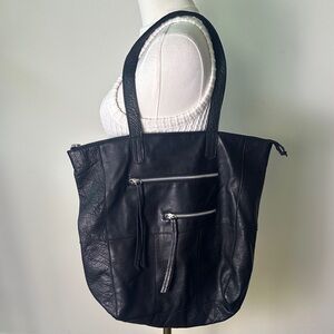 Day & Mood Heather Tote Black Buttery Soft Leather Shoulder Bag Minimalist Boho